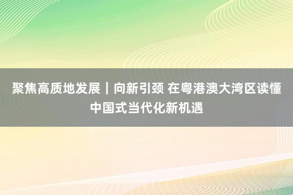 聚焦高质地发展｜向新引颈 在粤港澳大湾区读懂中国式当代化新机遇